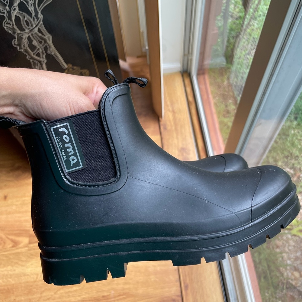 Roma Kids Black Chelsea Waterproof Rain Boots